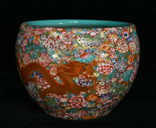 5.6" Qianlong Marked China colour enamels Porcelain Dynasty Dragon Pot Jar Crock