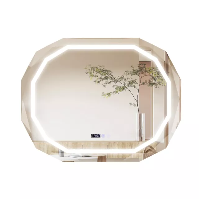 Miroir de Salle de Bain ovale avec LED Antibuée 3 Couleurs Fonction Mémoire Aff