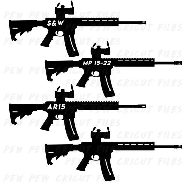 S&W AR15 SVG - Cricut Files - Smith and Wesson Rifle Silhouettes - MP 15-22