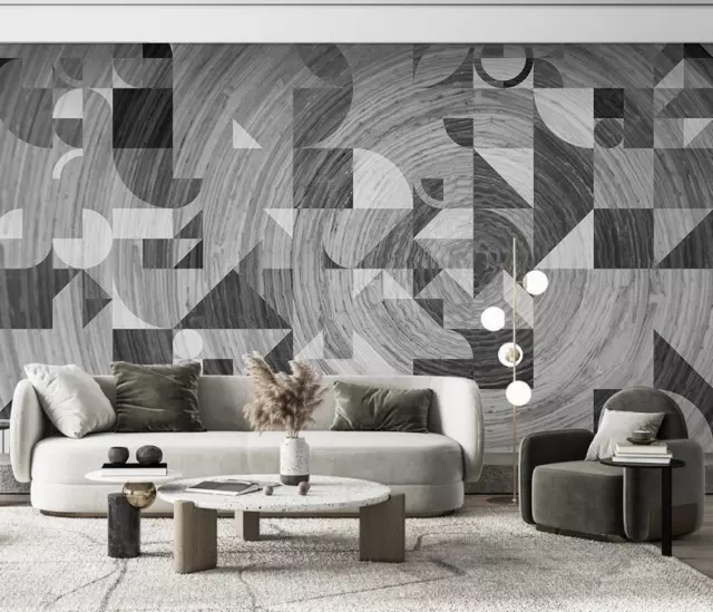 3D Gray Swirl Pattern R229 Wallpaper Wall Mural Self-adhesive Removable Panda