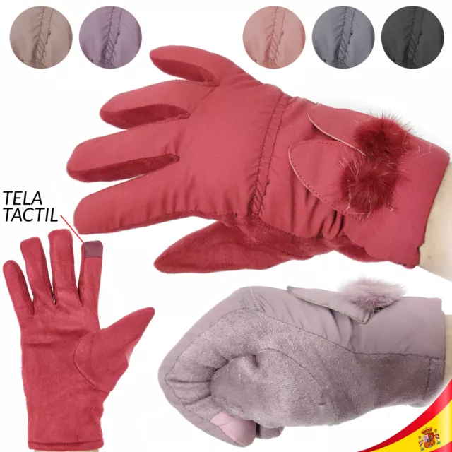 Guantes de Invierno Decorados Calidos con Dedo TACTIL para Smartphones T. Única