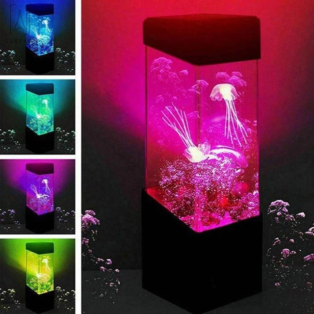 Electric Jellyfish Night Light Multicolor LED Aquarium Water Tank USB Mood Lamp