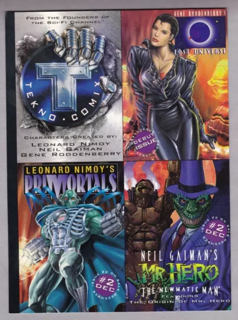 Tekno Comix uncut promo card (1995 , Lost Universe) Roddenberry, Gaiman, Nimoy