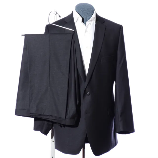 48L Long Skinny-Fit Jacket Calvin Klein Gray Wool Two-Piece Suit 38x29 Trousers