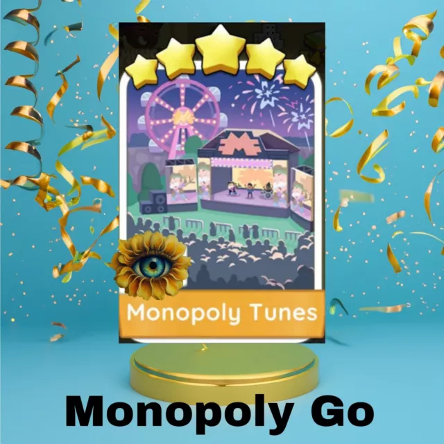Monopoly Tunes Go 5 Star Rare Sticker (INSTANT)