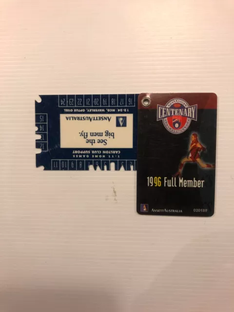 1996 AFL Full Membership ticket - RICHMOND FOOTBALL CLUB Support Member