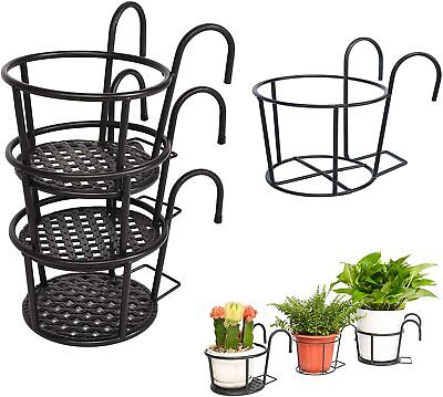 NEW Iron Outdoor Plant Stands, 3 Pack+1 Free Hanging Baskets Flower Pot Stands