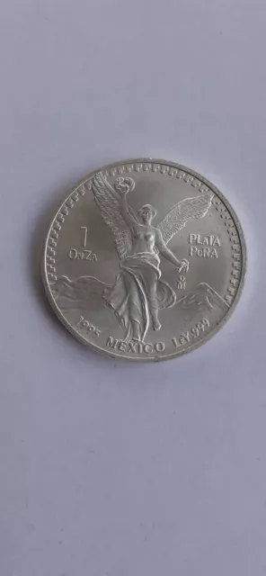 1 OZ Libertad Mexico 1995 Plata Pura Siegesgöttin In Kapsel