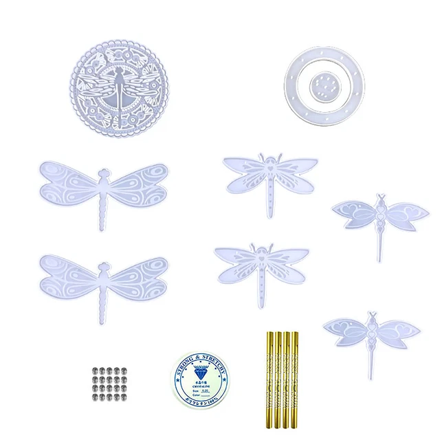 Silicone Dragonfly Mold with Craft Supplies - Easily Install Hanging Craft Decor