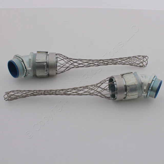 2 Hubbell 2" Liquidtight Conduit Connector Fitting w/Mesh 45 Degr Elbow 07406094