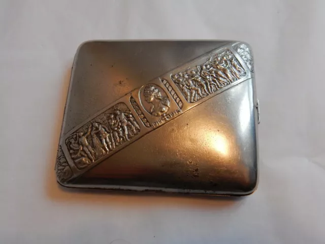 plated 1914 -1916 german cigarette case farewells /victors heros return  why ?