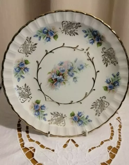 Vintage Blue Flower Serving Plate Avon by Wood & Sons Alpine White Ironstone