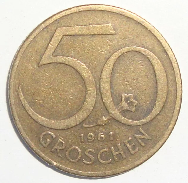 1961 Austria 50 Groschen World Coin Nice!