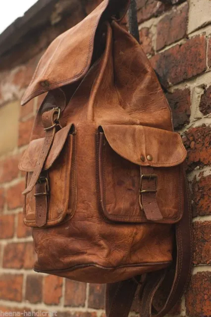 Bag For Men's and Women's Large Genuine Leather Back Pack Rucksack Travel