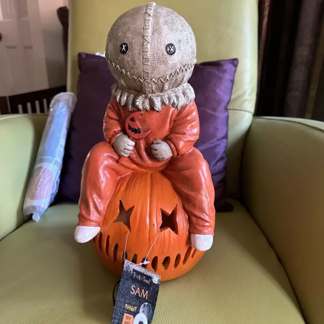 Trick R Treat Sam Sitting On Pumpkin Light Up Statue Spirit Halloween