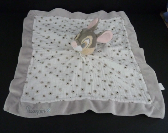 EB. DOUDOU PLAT LAPIN PANPAN THUMPER DISNEY NICOTOY gris blanc étoiles ETAT NEUF