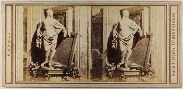 Italien Neapel San Severo -statue c1865 Foto Stereo Vintage Albumin P70L4n