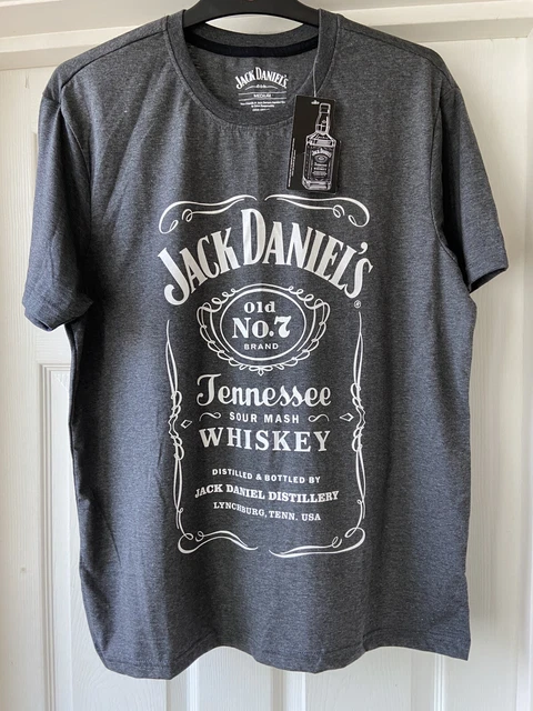 Official Jack Daniels Old No. 7 Grey & White T-shirt - Medium - New With Tag