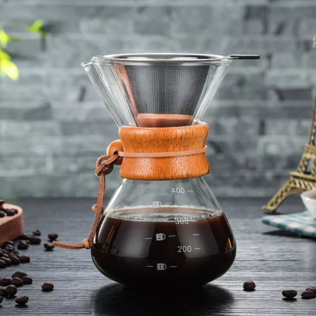 Pour Over Coffee Maker Borosilicate Glass Pinpoint Control Manual Coffee Dripper