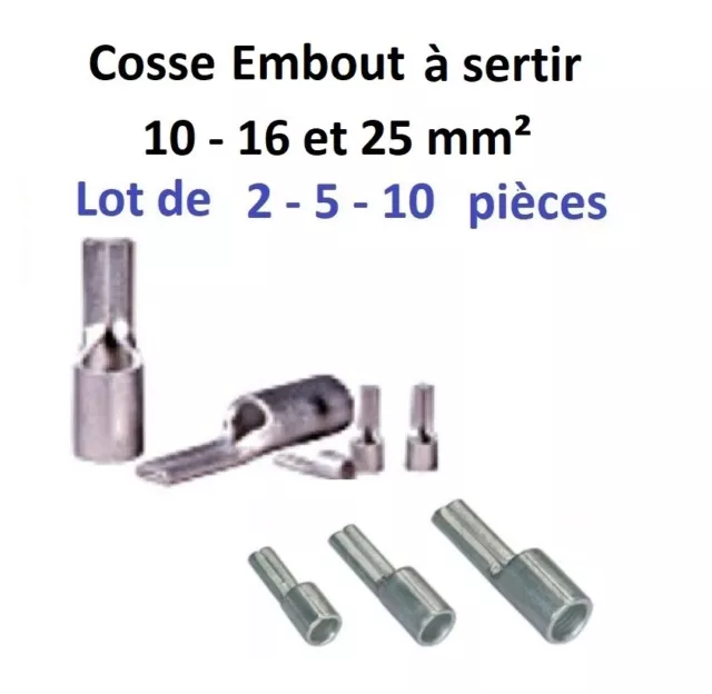 Cosse à sertir 35 mm² - trou Ø 8 - Lot de 5 pièces