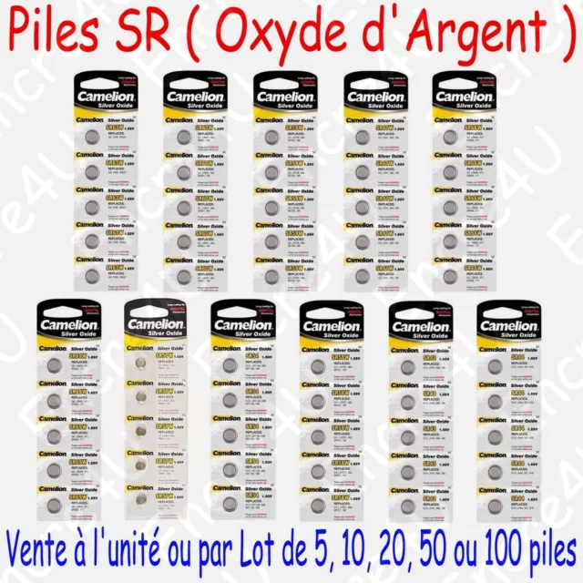 Piles Oxyde d'Argent : SR41 SR43 SR44 SR54 SR57 SR58 SR59 SR60 SR63 SR66 SR69