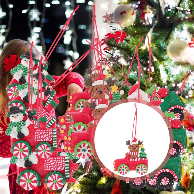Colgante de árbol de Navidad de 3 piezas de arcilla remolque de coche alce