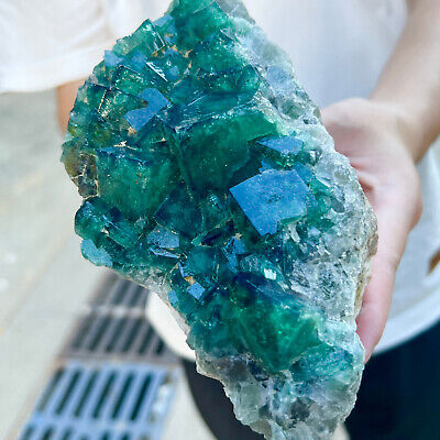 2.8LB natural super beautiful green fluorite crystal ore standard sample AS992