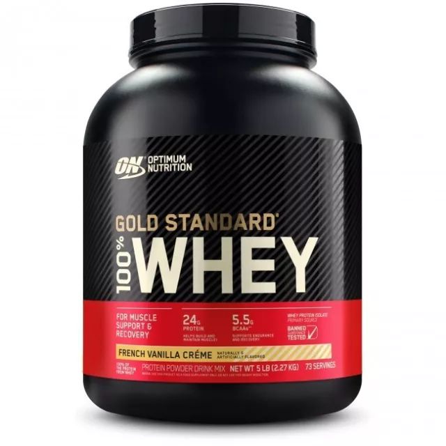 Optimum Nutrition Gold Standard 100% Whey (French Vanilla) 5 Lb + FREE SHAKER