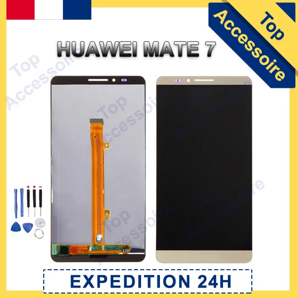 Vitre Tactile + Ecran Lcd Pret-A-Monter Pour Huawei Mate 7 Or + Outils / Colle