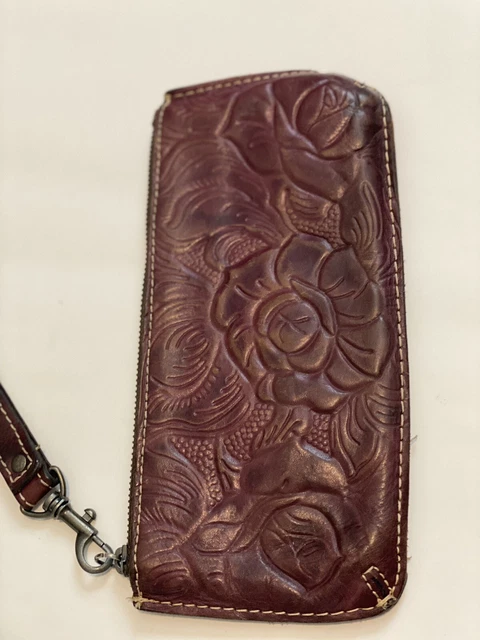 Patricia Nash St Croce Tooled  Leather Wristlet Wallet