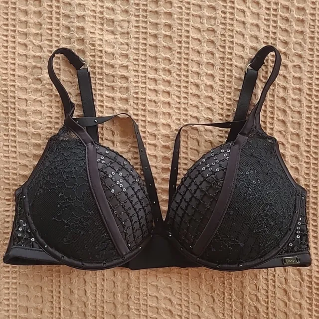 BRAS N THINGS Bra Size 12D Vamp Push Up Underwired Black With Lace