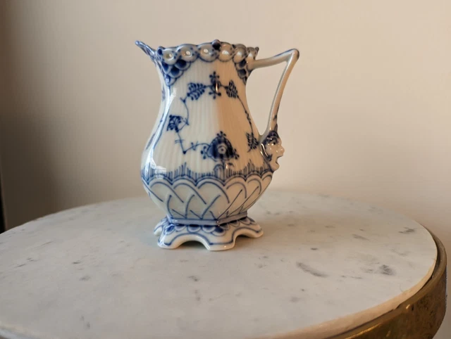 Royal Copenhagen Blue Fluted Full Lace #1140 Large Creamer Gargoyle Face Royal Copenhagen Blue Fluted Full Lace #1140 Large Creamer Gargoyle Face