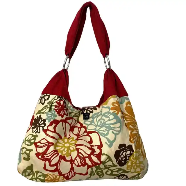 1154 Lill Studio Floral Hobo Shoulder Bag Womens Multicolor Handbag Purse