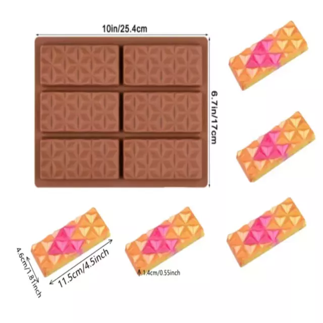 6 cell waffle Chocolate Bar Candy Mold Chocolatier Silicone Mould Snap Wax Melt