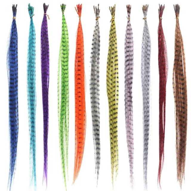 55pcs Synthetic Feathers Hairpiece Straight Multicolor Wig Hair Extension Tool