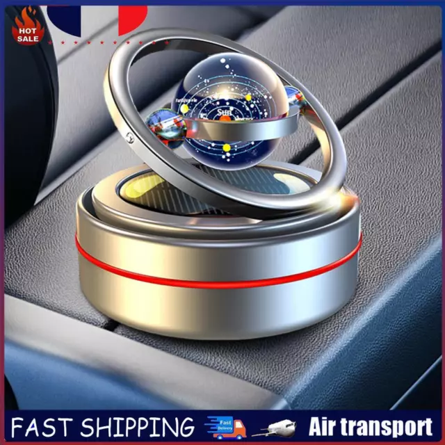 Solar Rotating Car Air Freshener Double Ring Air Aromatherapy (Silver Sun) FR