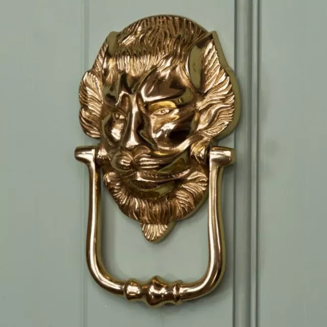 The Downing Street Lion Polished Solid Brass Lion Head Door Knocker