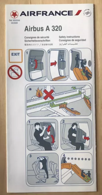 Air France Airbus A320 Safety Card 03/2009 Old Neu Top