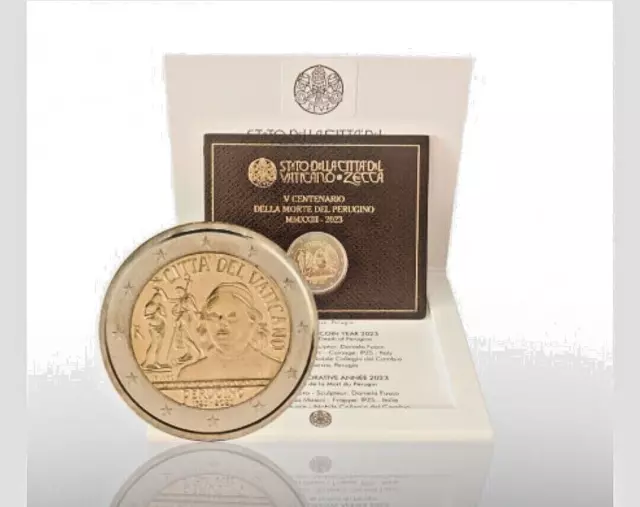 VATICANO 2023 2 euro BU folder "500° anniversario morte del Perugino"