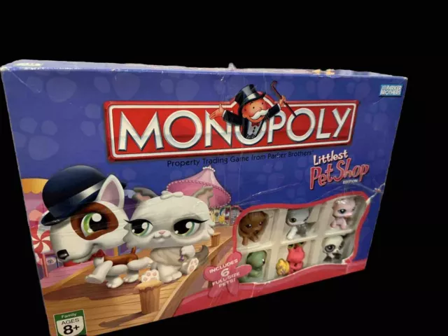 Littlest Pet Shop Edition Monopoly Game 2007 Complete with 6 Pets.