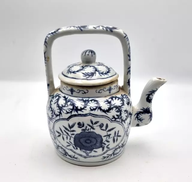 Vintage Chinese Teapot Porcelain Blue and White Teapot