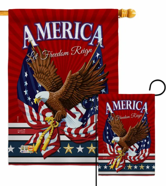 Let Freedom Reign Garden Flag Star and Stripes Patriotic Yard House Banner