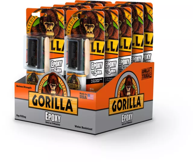 10 x Gorilla Epoxy Glue 5-Minute Clear Dry Incredibly Strong Adhesive 25ml