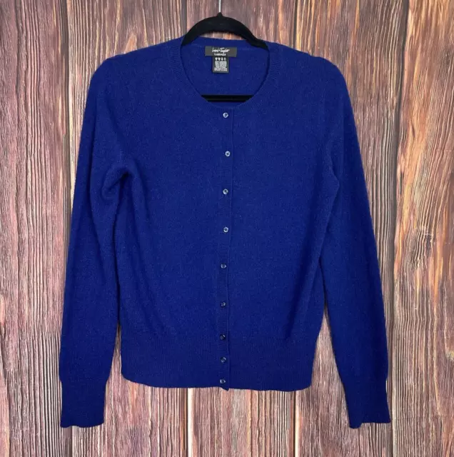 Lord & Taylor Womens Cashmere Cardigan Sweater Long Sleeve Blue Size Medium M