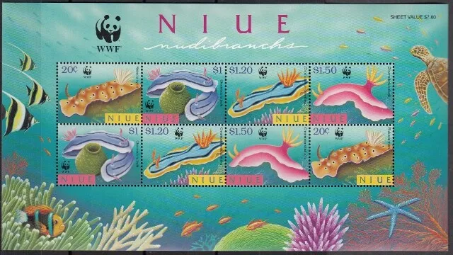 NIUE, 1999 WWF Naturschutz Nacktkiemer Block 128 **, (17660)+