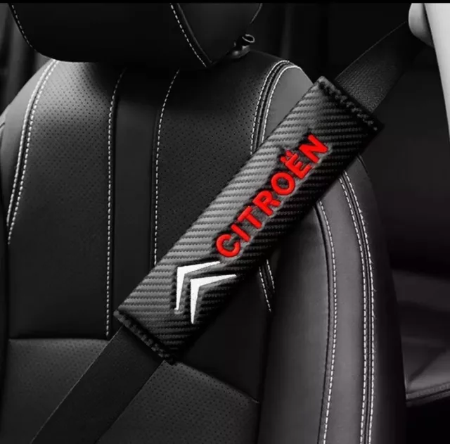 2Pcs Citroen Shoulder Pad Cover Protector Seat Belt Carbon Fibre Style