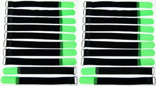 20x Kabelklett Klettband 200 x 20 mm neon grün Klett Kabelbinder Klettbänder Öse