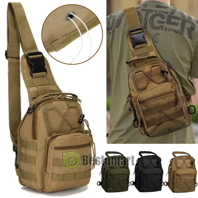 Mens Molle Tactical Chest Bag Military Nylon Backpack Messenger Shoulder Daypack