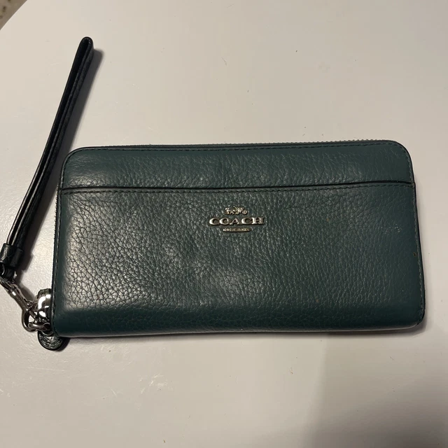 Borsa COACH Donna Verde Spessa Pelle Frittura Borsa Busta Portafoglio.