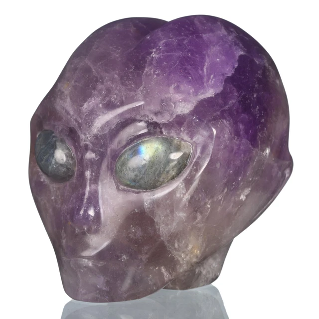 Amatista natural tallada cabeza alienígena estrella ser criatura mística #36B60